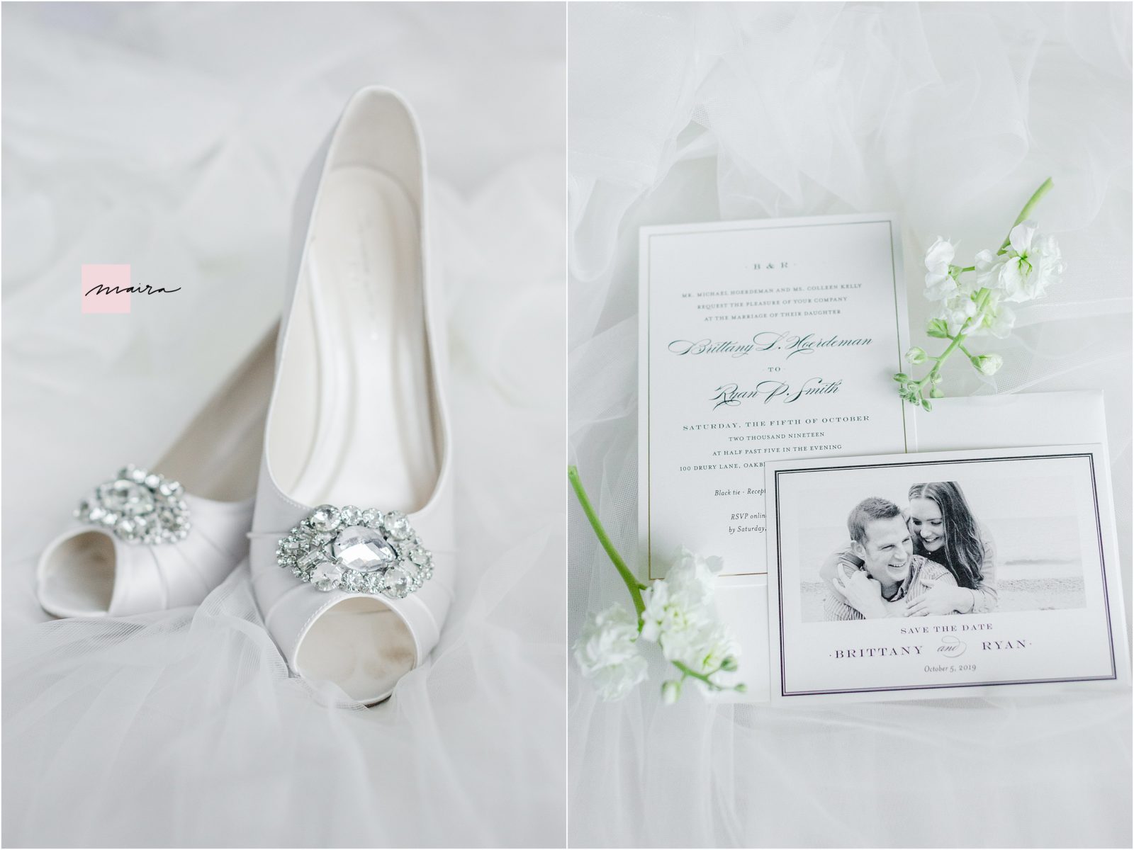 Oakbrook wedding in Drury Lane Wedding Details, Brides shoes and invitations