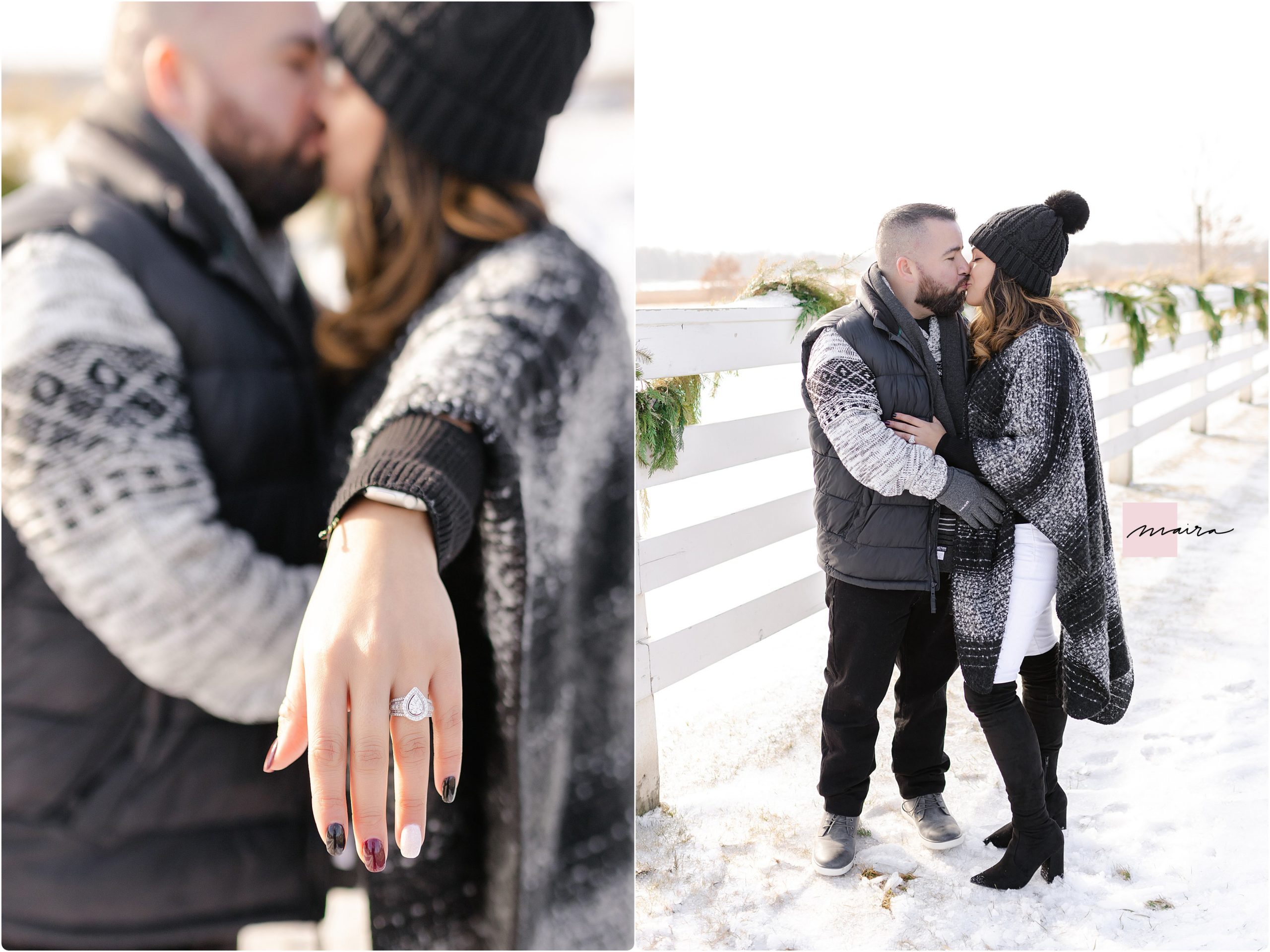 Cute Engagement Session, cute couple, Got engaged on Christmas 2020, Winter engagement photos shoot, Snow, Christmas themed engagement photos