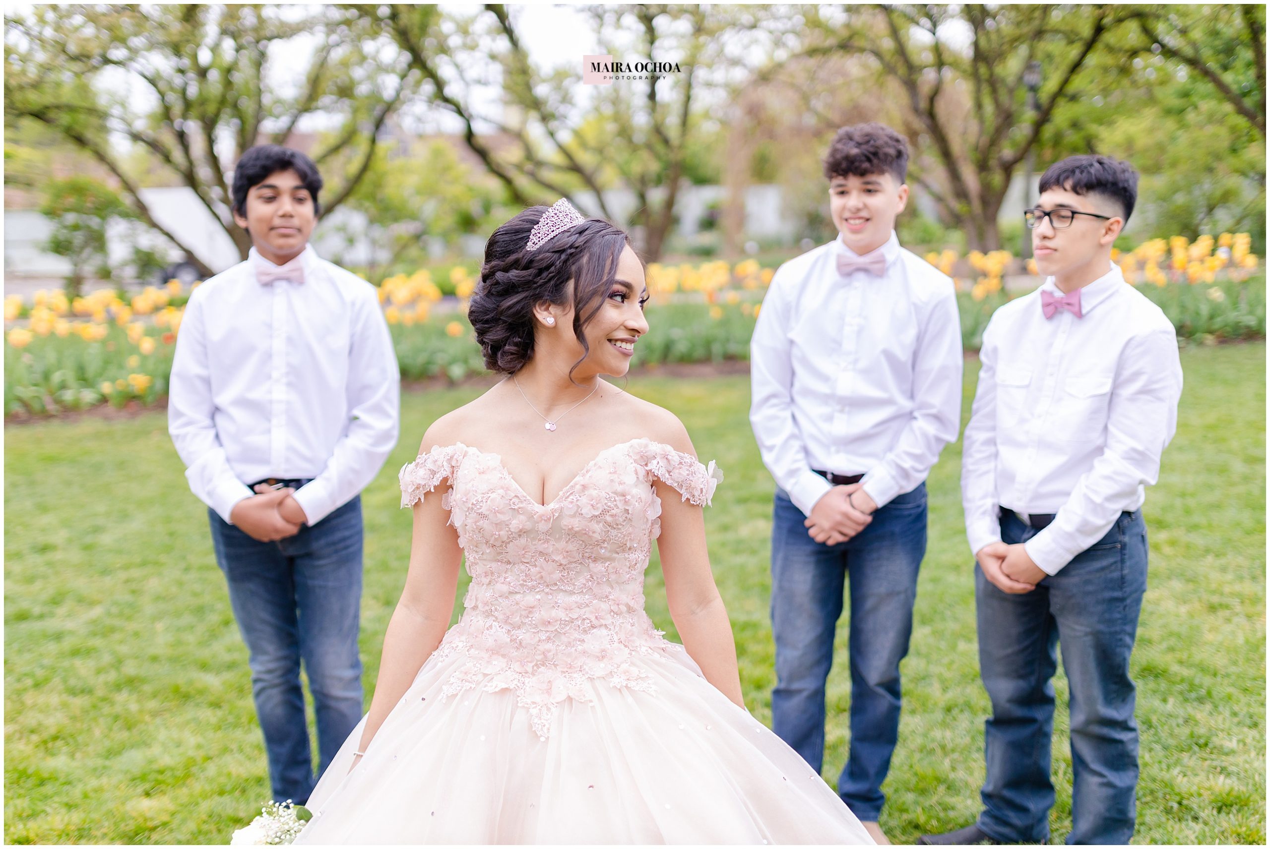 Quinceañera and Chambelanes formal portraits
