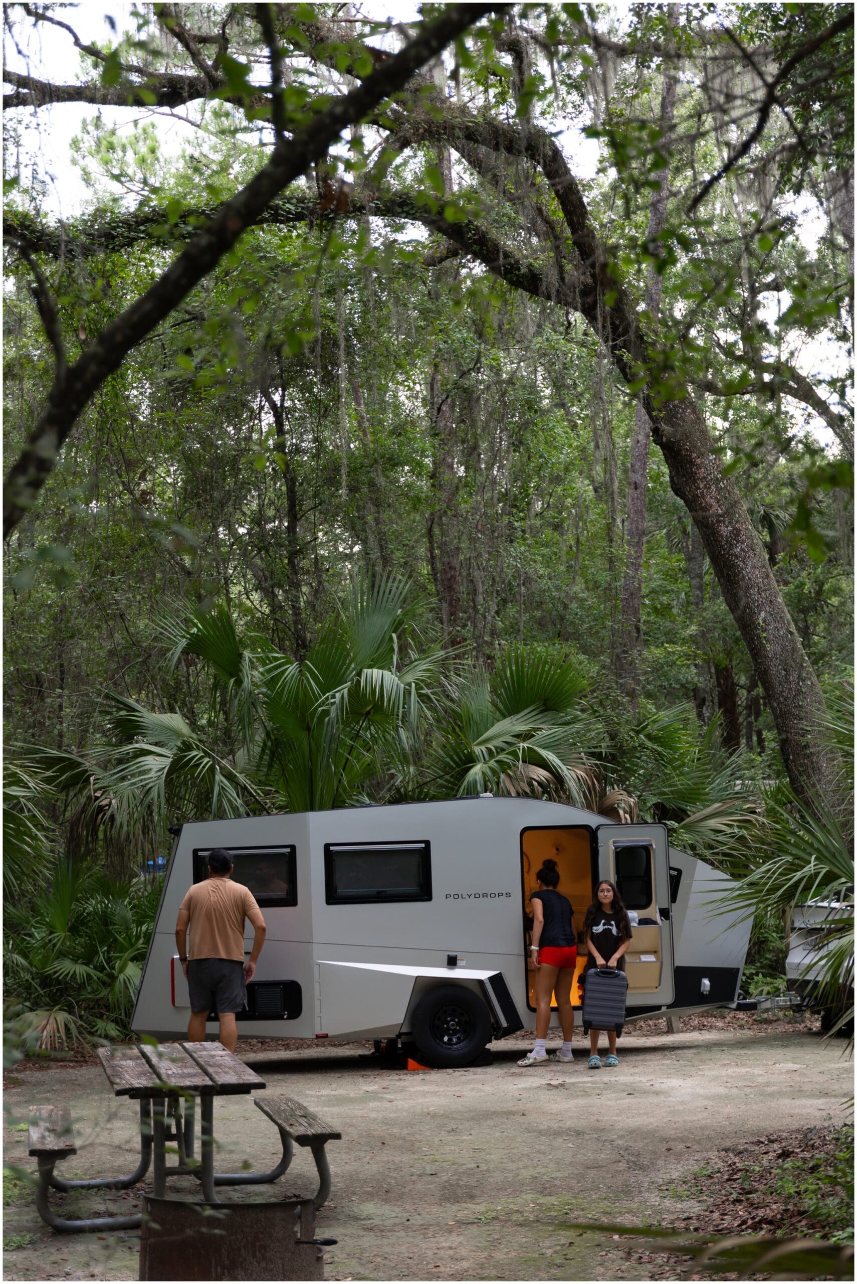 he Polydrops P21 camper trailer hooked up to our Tesla during our road trip to the Florida Keys.